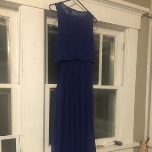 Long formal royal blue dress.